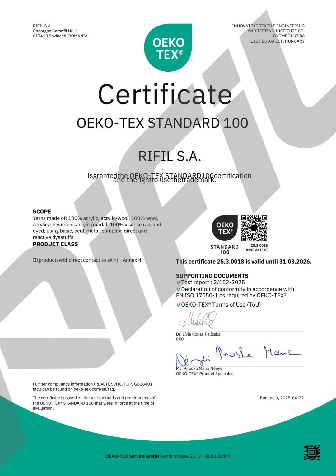 oeko tev  certificate image